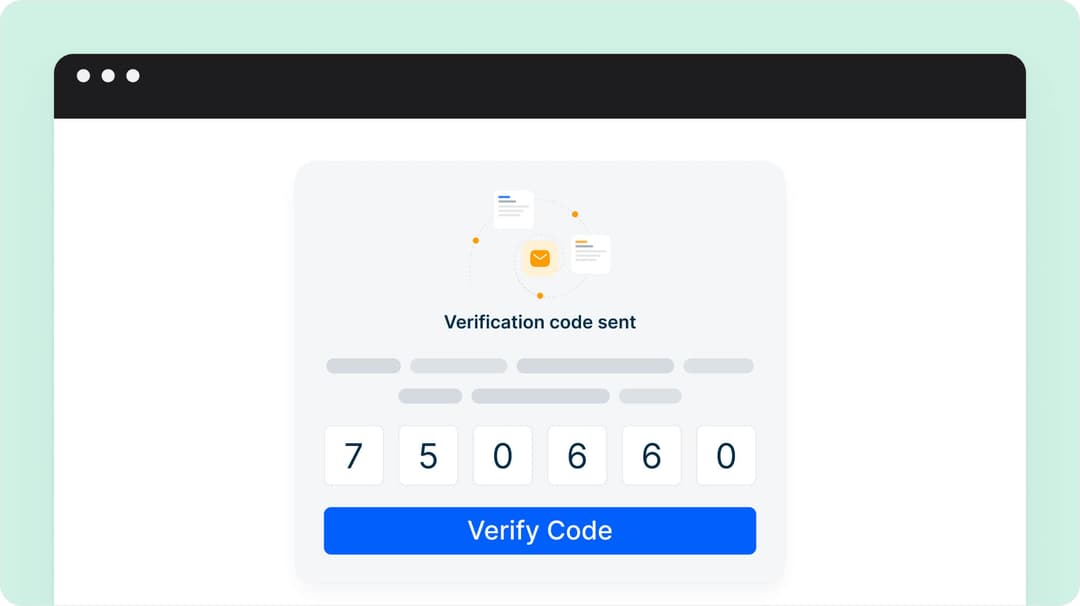 Mini Course Generator seamless learner access with one-time verification code login screen showing code entry and verify button.
