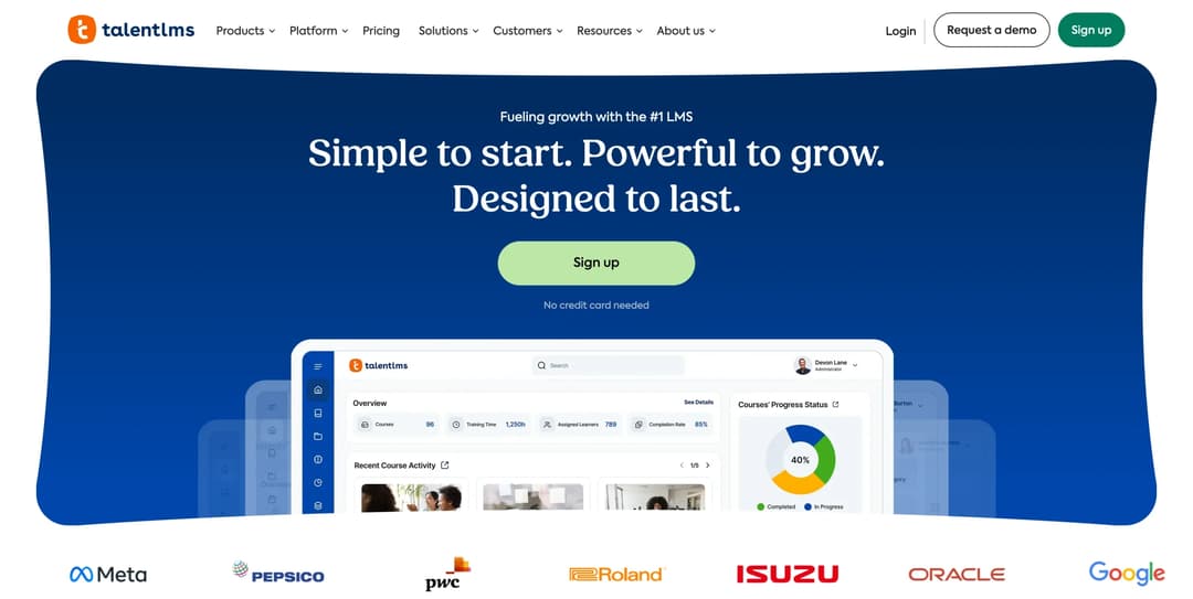 TalentLMS homepage for the cloud LMS