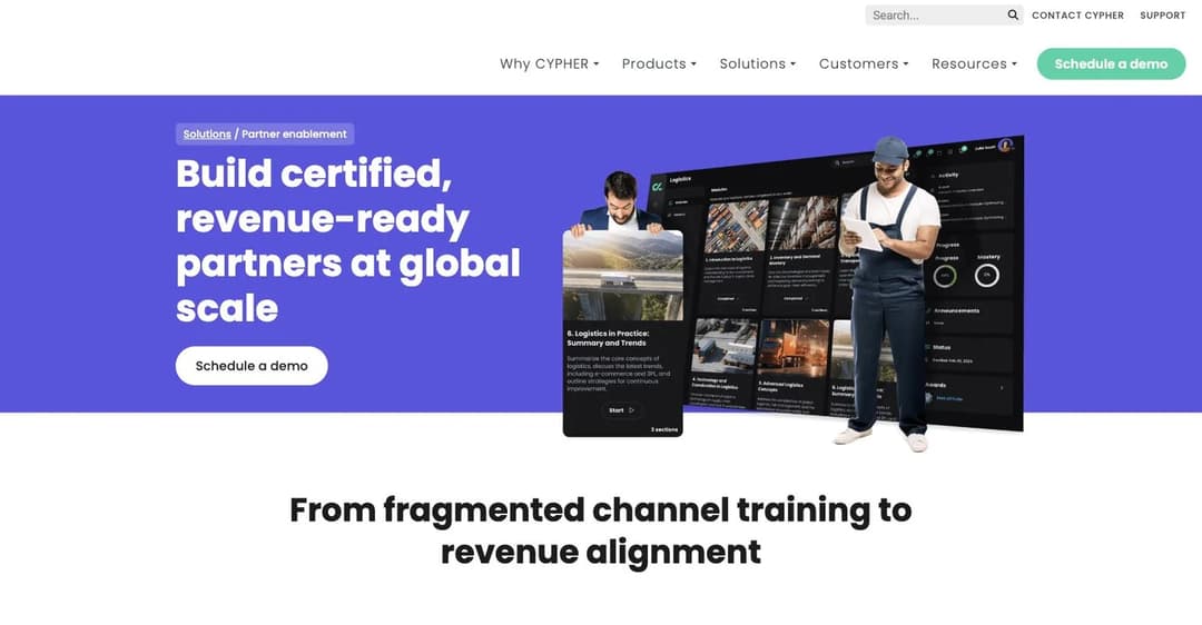 CYPHER Learning partner enablement page promising certified revenue-ready partners