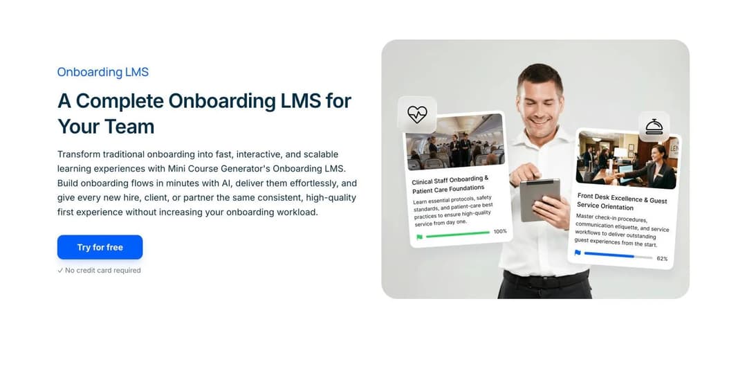 The Mini Course Generator onboarding LMS page