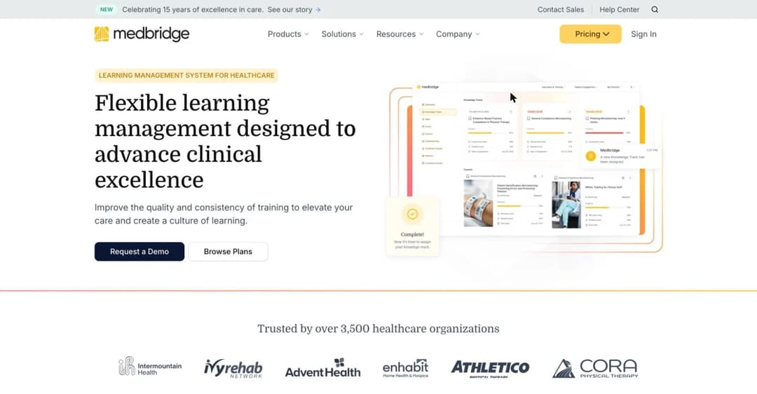 Medbridge Educate learning management platform for rehab and nursing staff