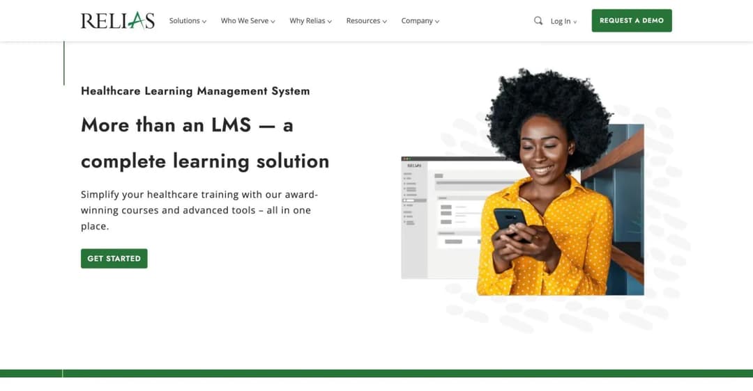 Relias healthcare training platform homepage