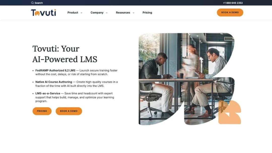 Tovuti LMS homepage: AI-powered LMS with FedRAMP authorization and LMS-as-a-service