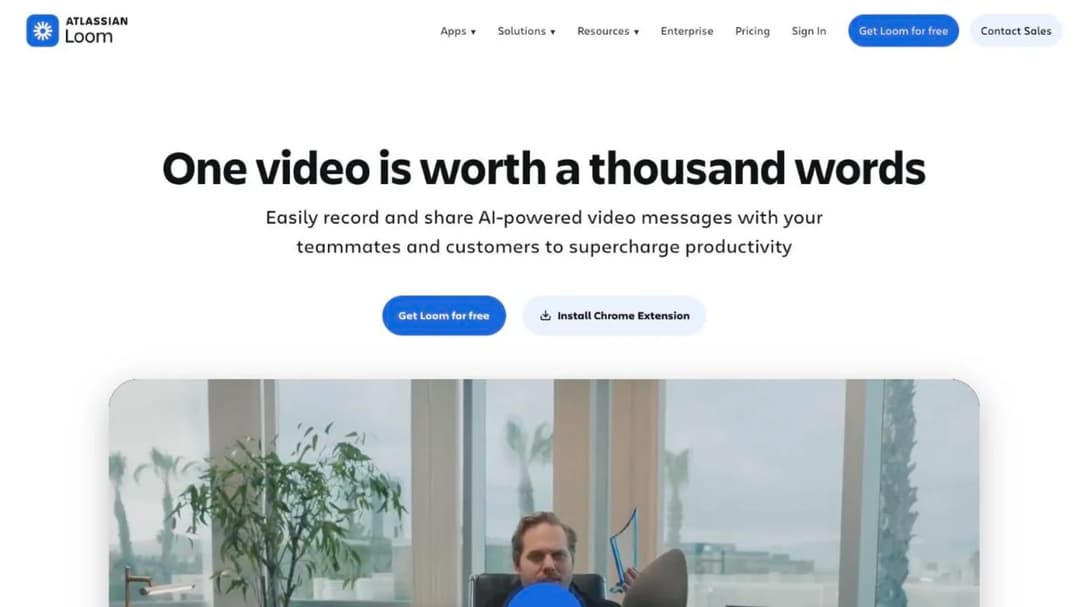 Loom homepage presenting its video messaging and screen recording tool