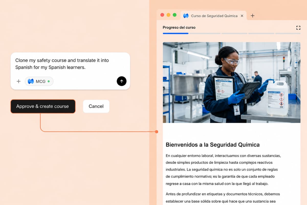 A safety course translated into Spanish from a chat request