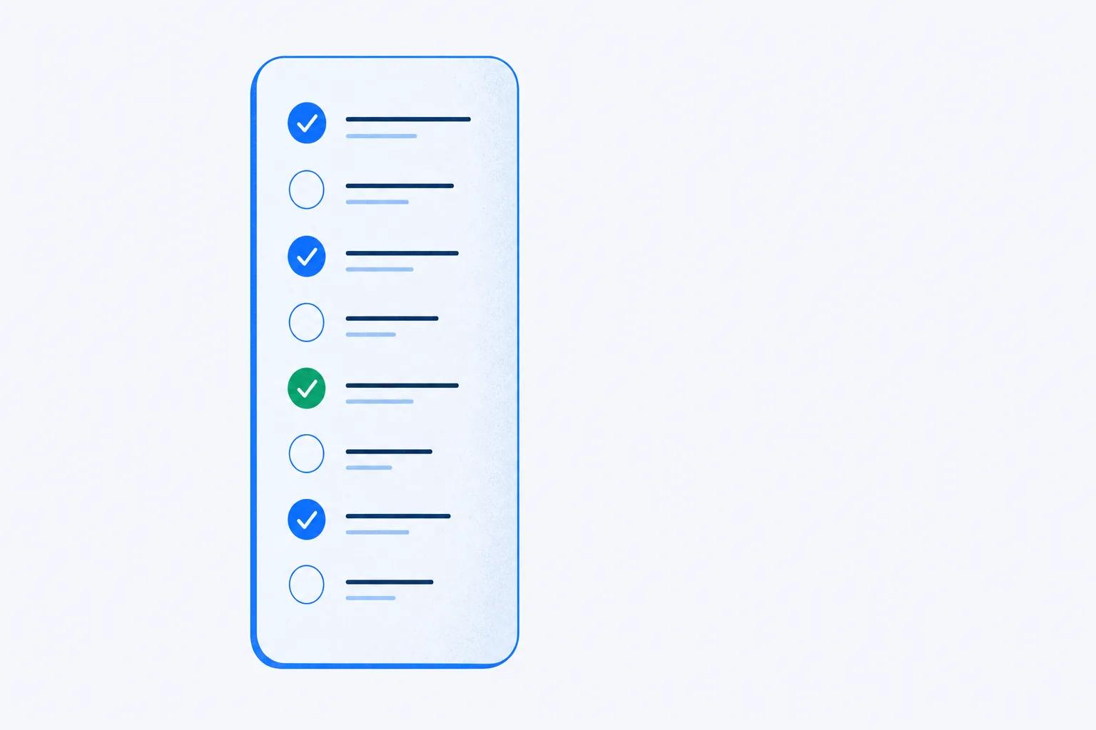 Four checklist cards in a row showing the stages of a new hire onboarding checklist