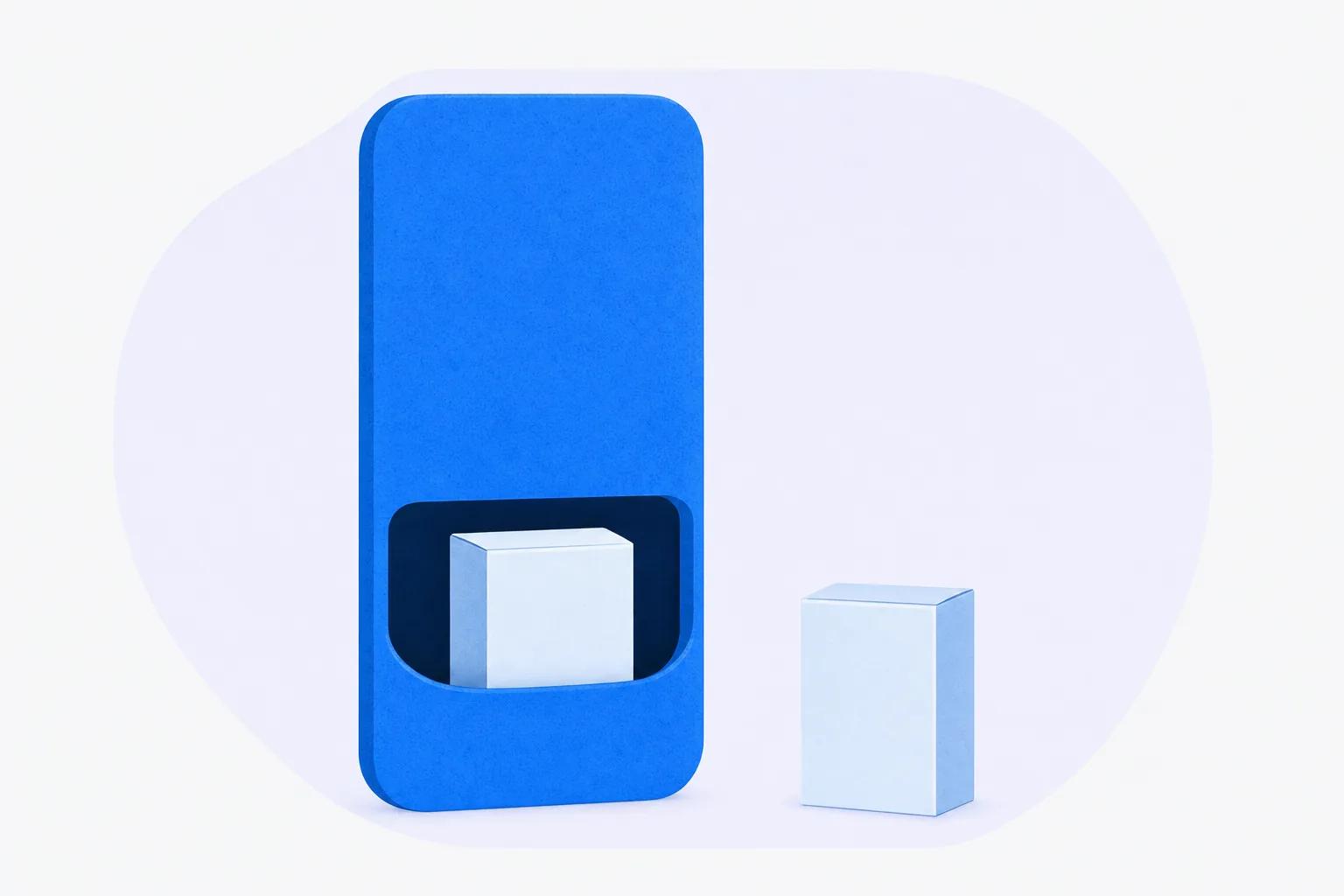 A phone with a pocket holding one sealed box and another beside it, for training that works with no connection