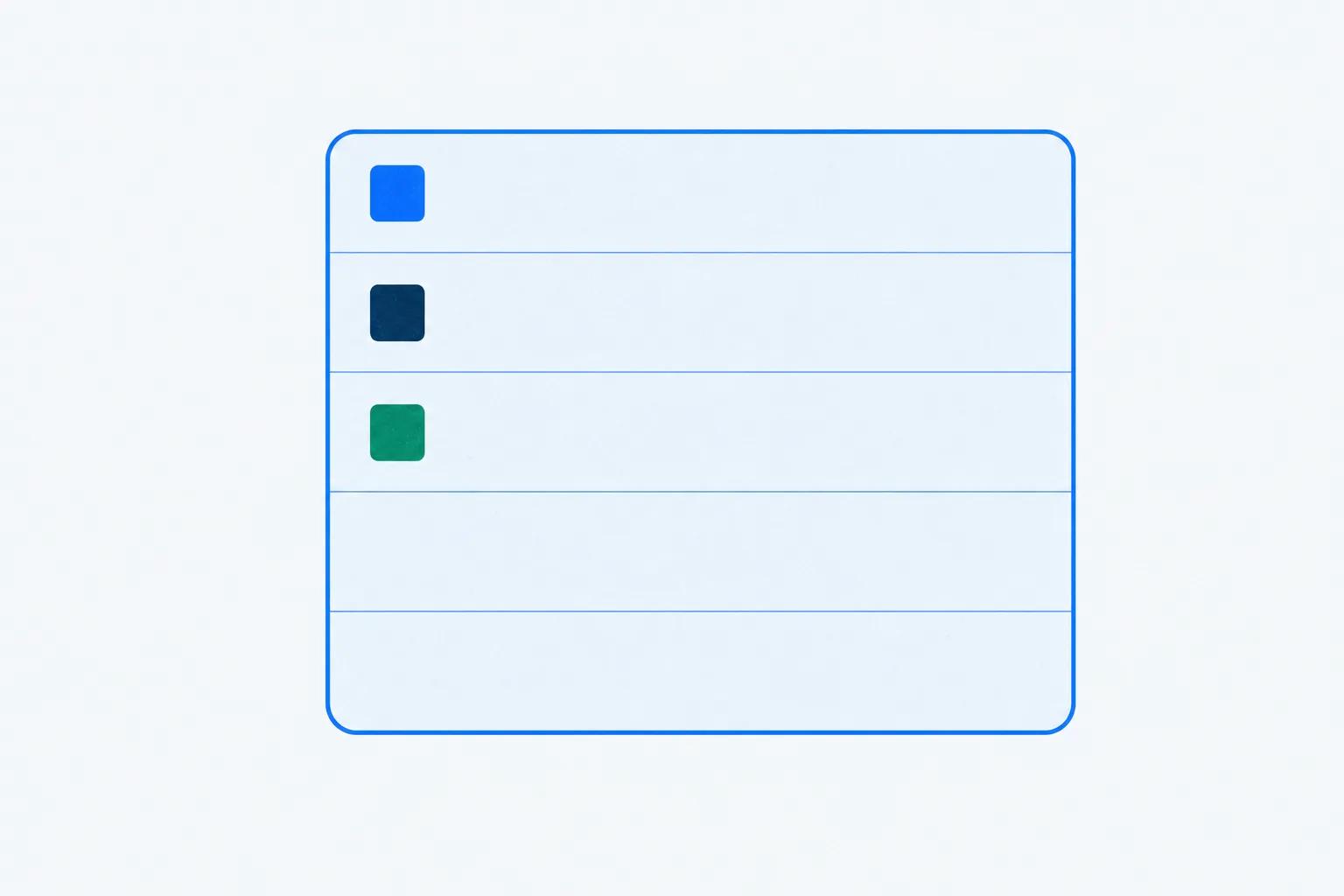 A five-row grid with three rows filled and two left empty, standing for an outline you finish yourself