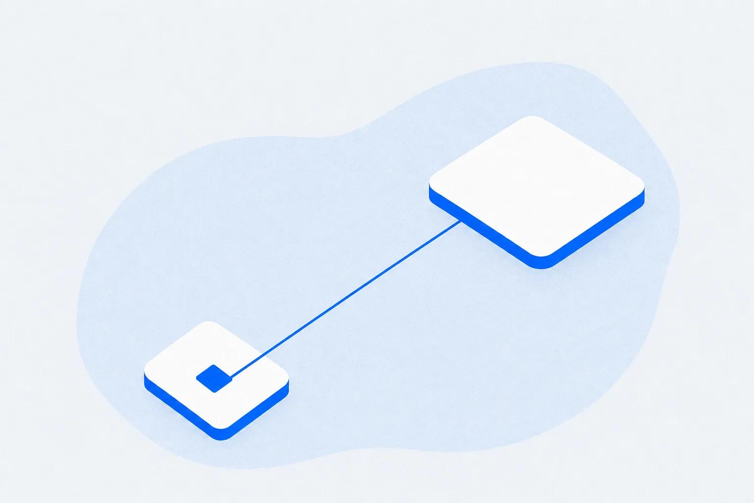 Two identical cards joined by one line, standing for training that follows the employee record