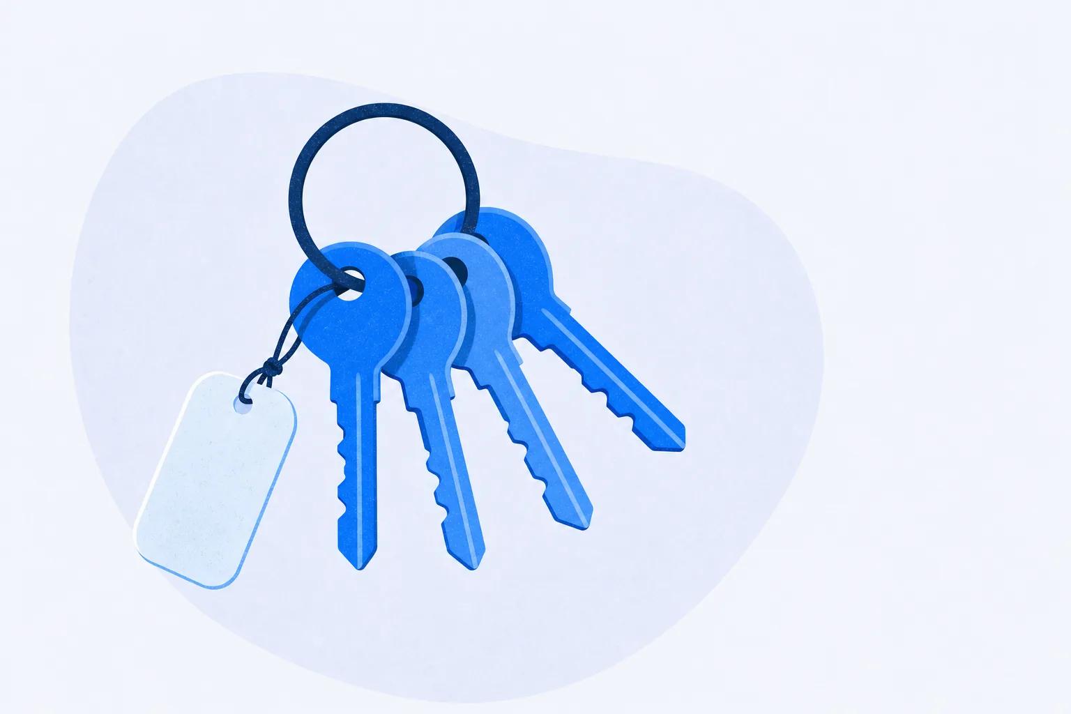 A key ring where only one of four keys carries a price tag, standing for the one Intellum product that publishes a price