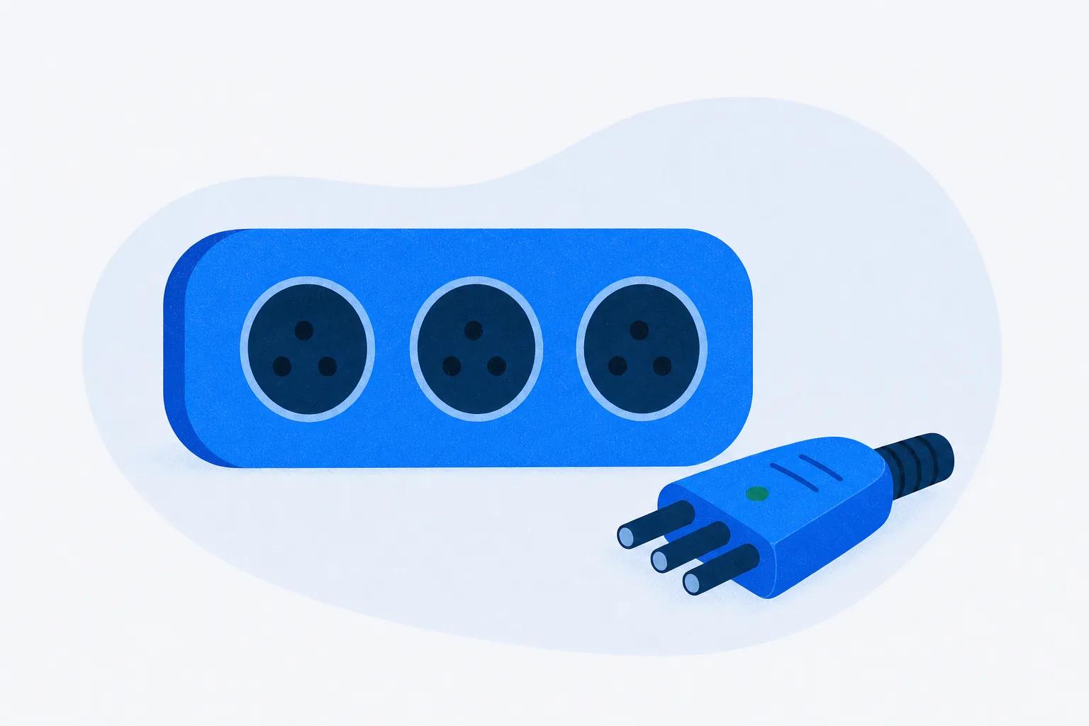 A socket plate with three ports and one connector beside it, standing for the endpoints an LMS opens up
