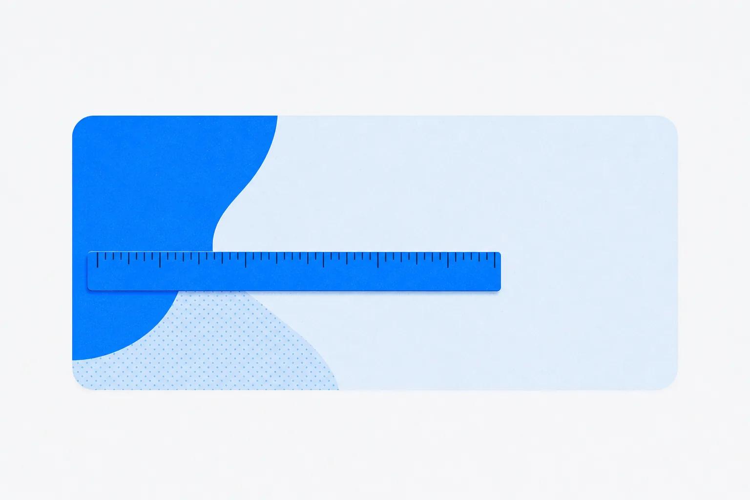 A ruler lying across a card but ending well before its far edge, standing for where a platform's data stops