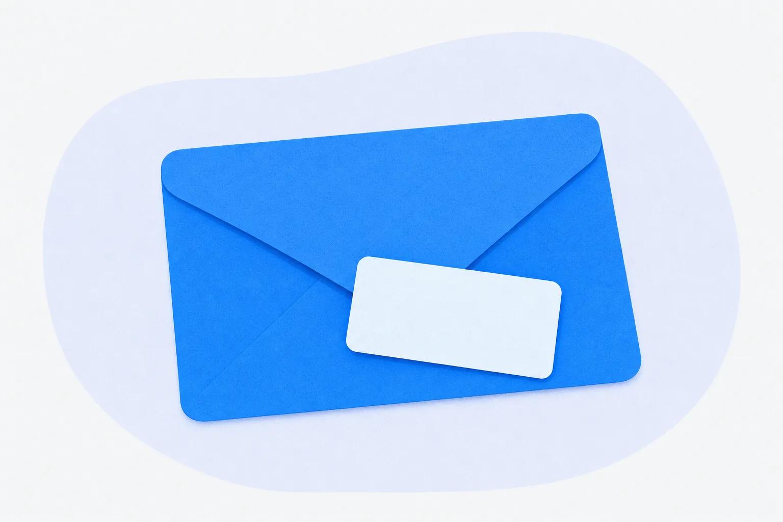 An envelope carrying a small blank name plate, standing for course emails sent from your own mailbox
