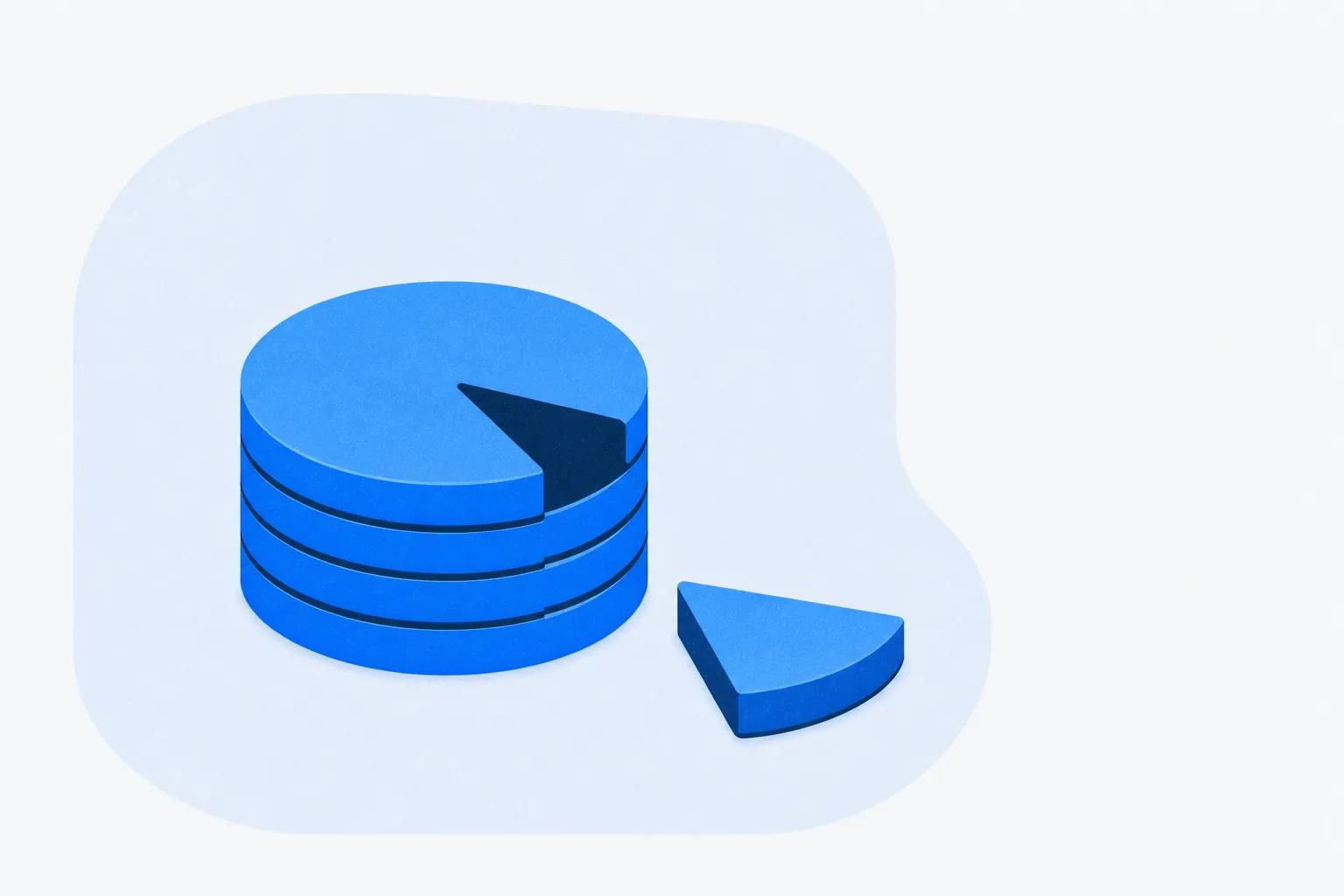 A coin stack whose top coin has a slice cut out and set aside, standing for the cut taken from every sale