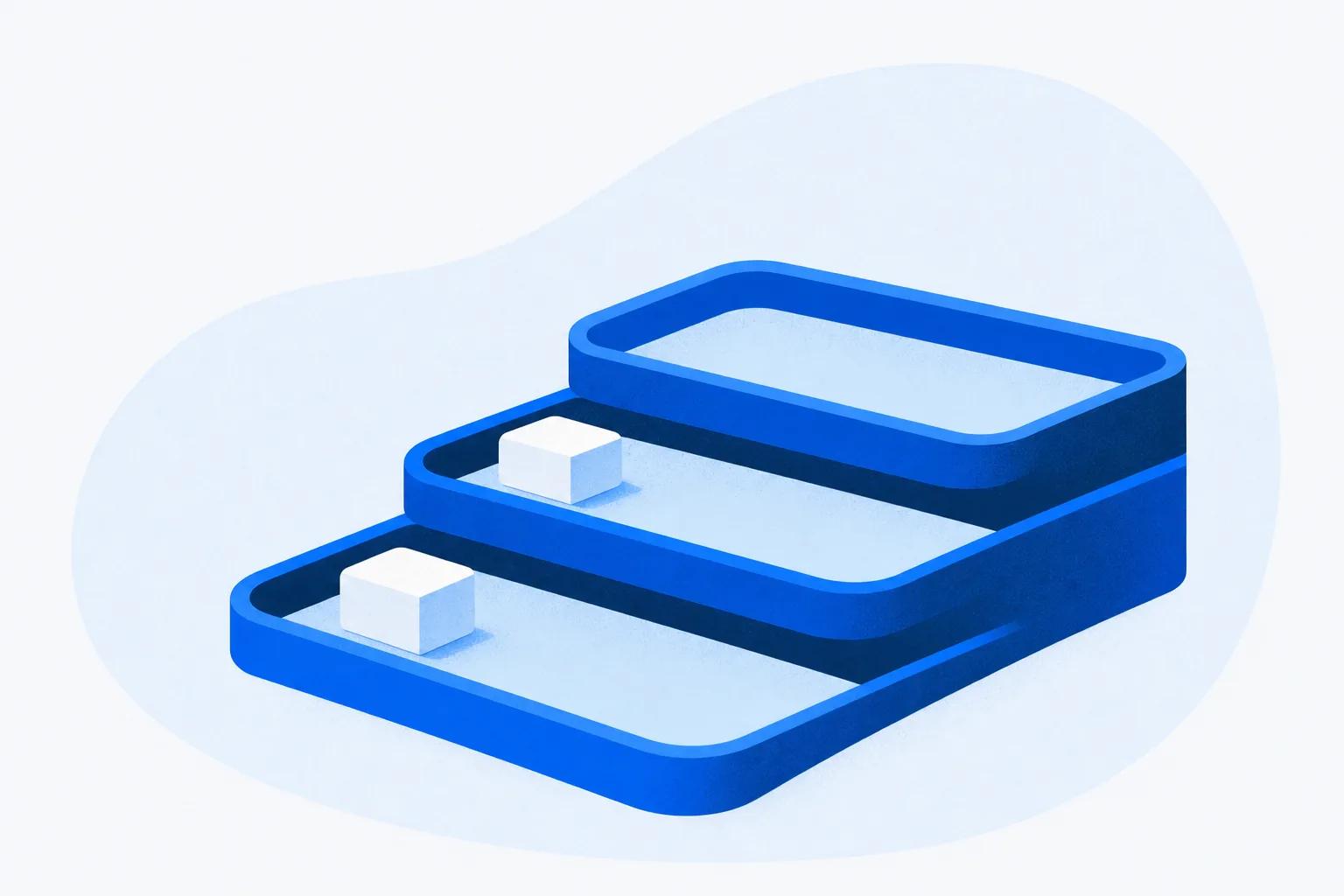 Three stacked trays with the top one empty, standing for the measure no software can give you
