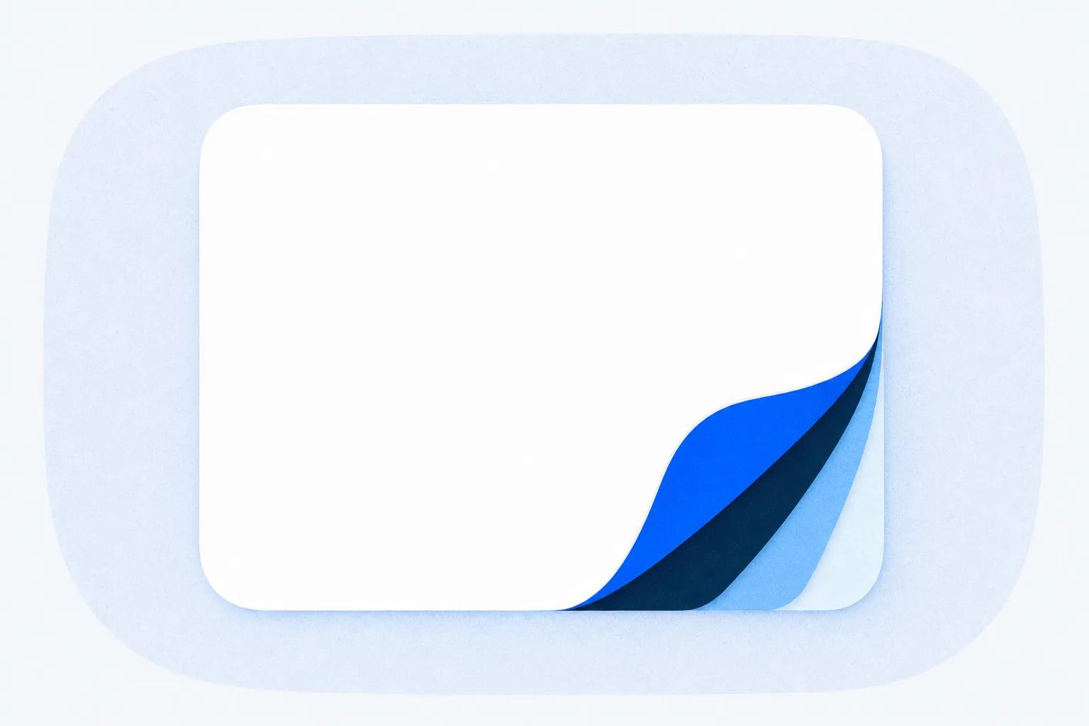 A blank card with its corner peeled back to show four separate layers, standing for the four things white label can mean