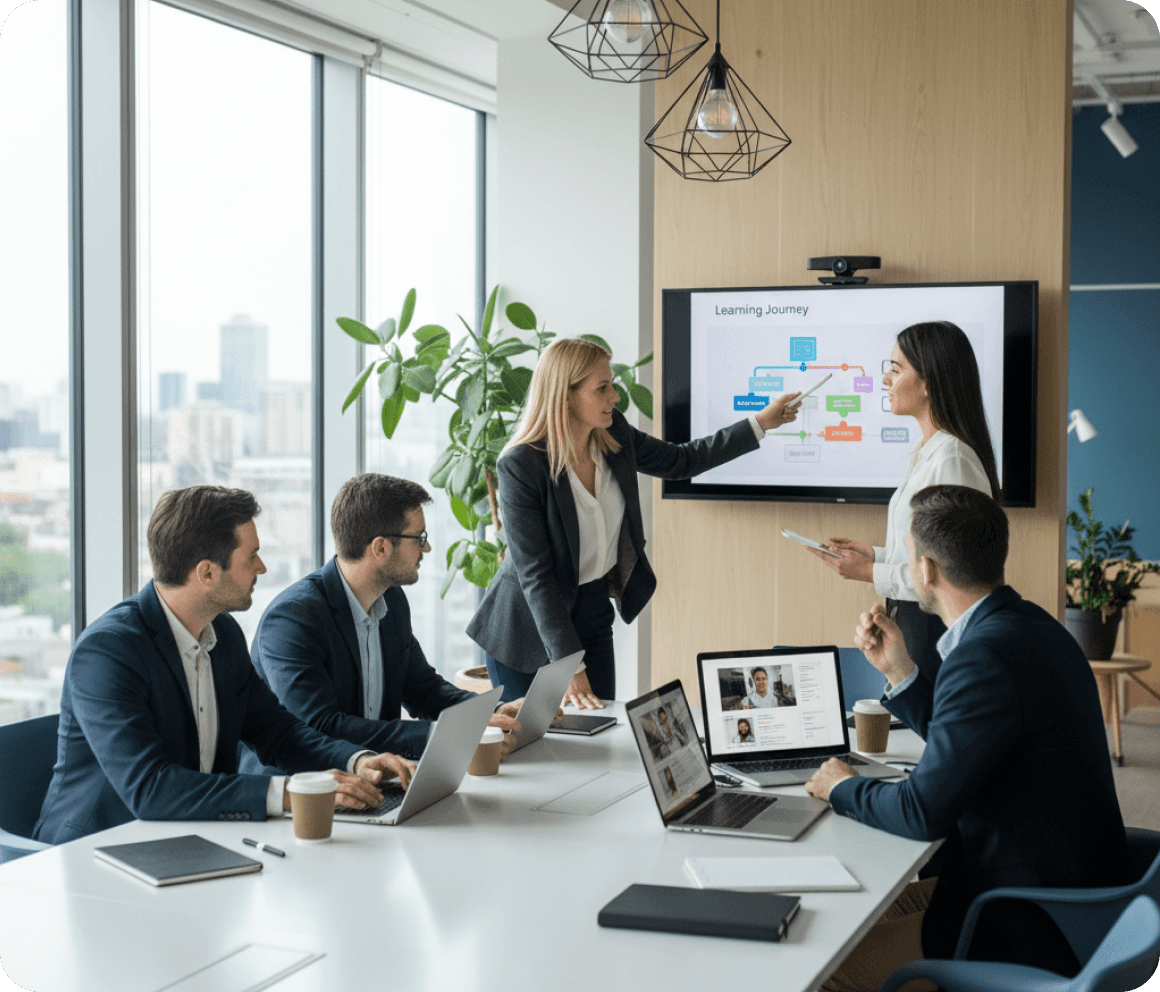 Interfaz de creación de eLearning para construir cursos estructurados a escala