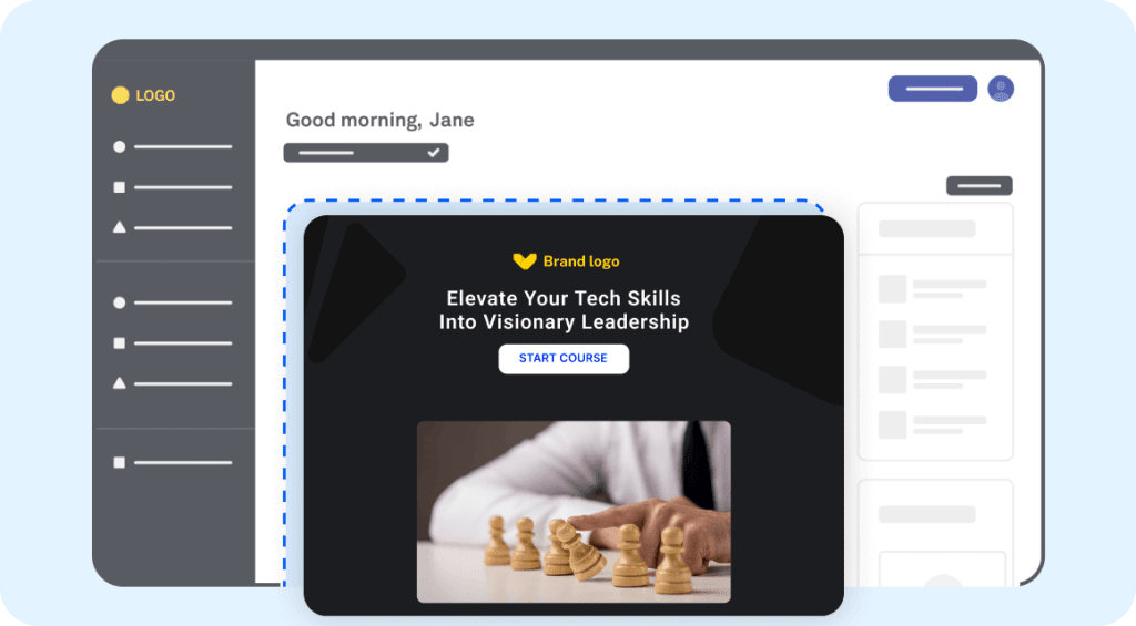 Widget de enlace directo que abre un curso específico mediante una URL autenticada.