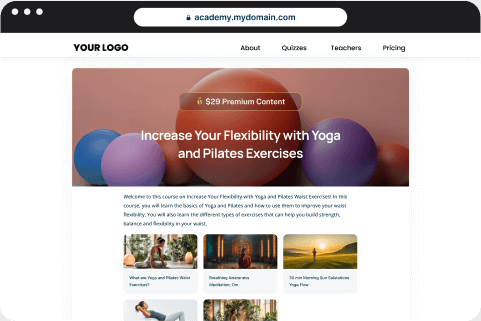 Mini-course embedded inside a webpage