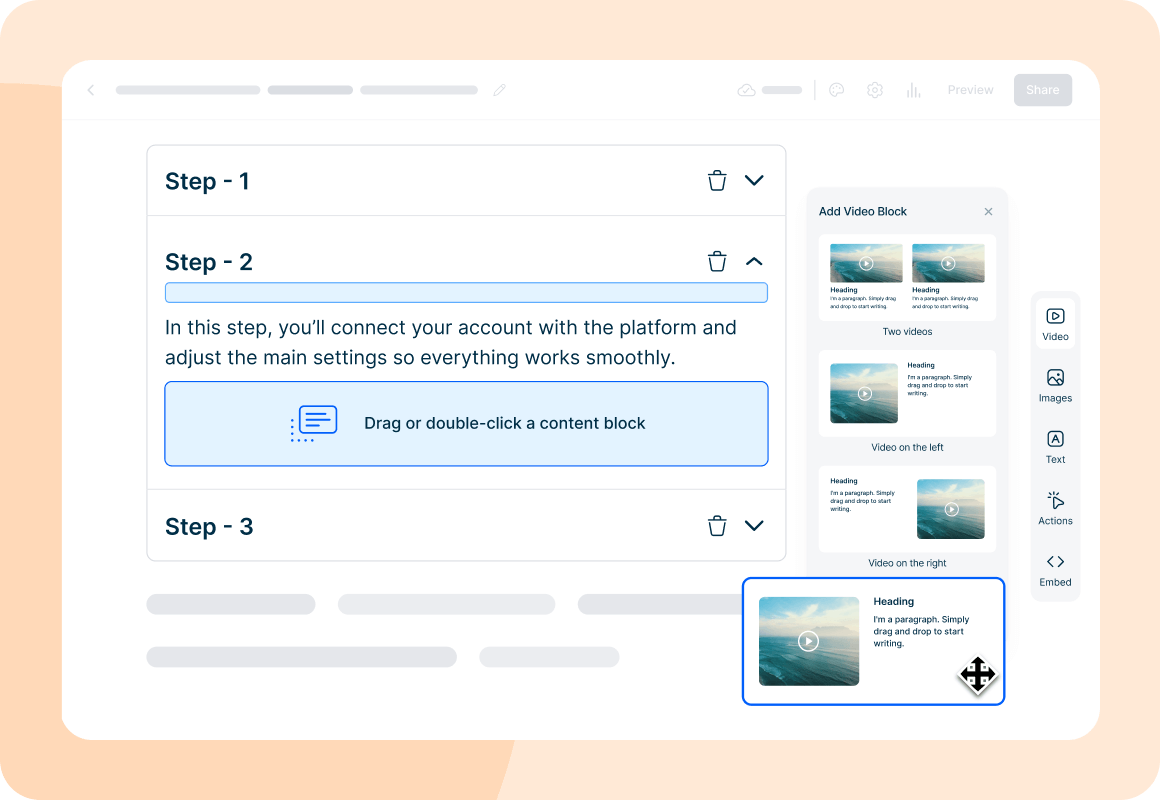 Interfaz de creación de cursos fácil de usar para crear contenidos de formación de automoción