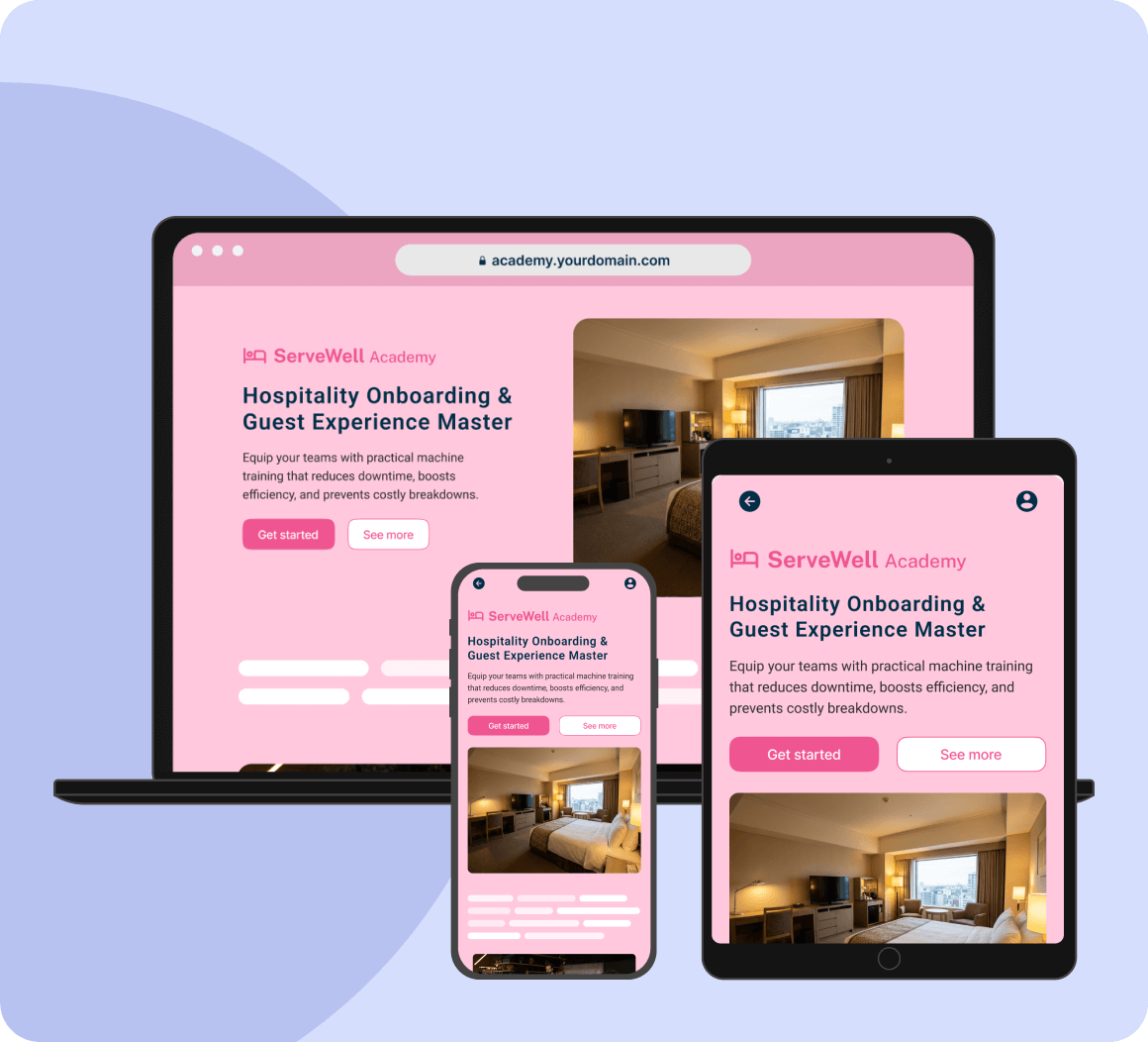 Plataforma de formación hostelera compatible con dispositivos móviles en smartphone y ordenador de escritorio