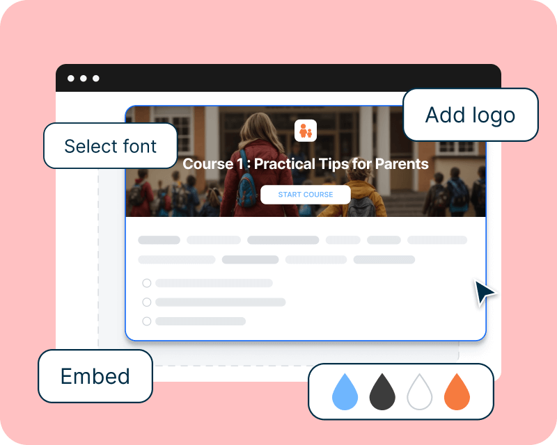 Personalización del tema, el diseño y las opciones de uso compartido de un curso.