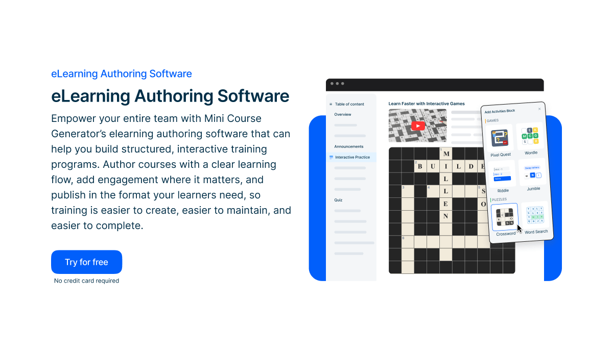 eLearning Authoring Software | Mini Course Generator