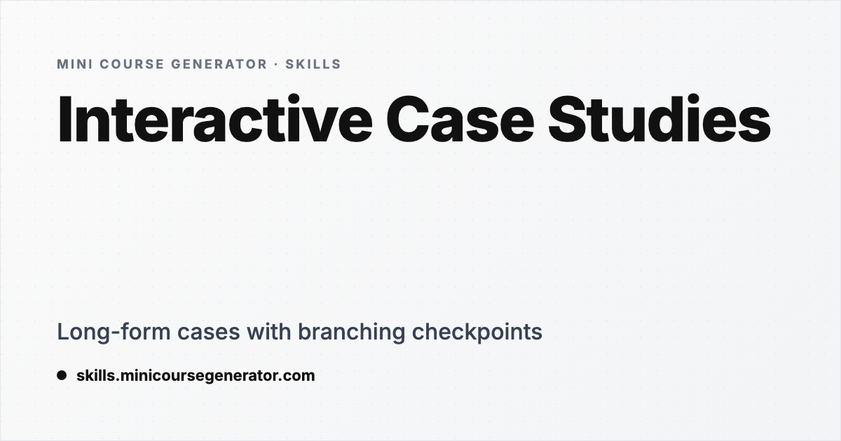 AI Interactive Case Studies, Branching, SCORM-ready