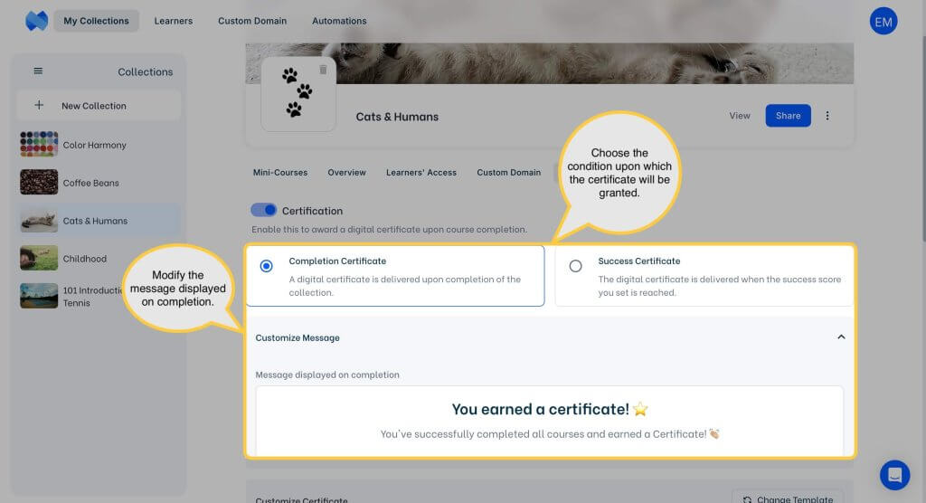 customize-certification-settings