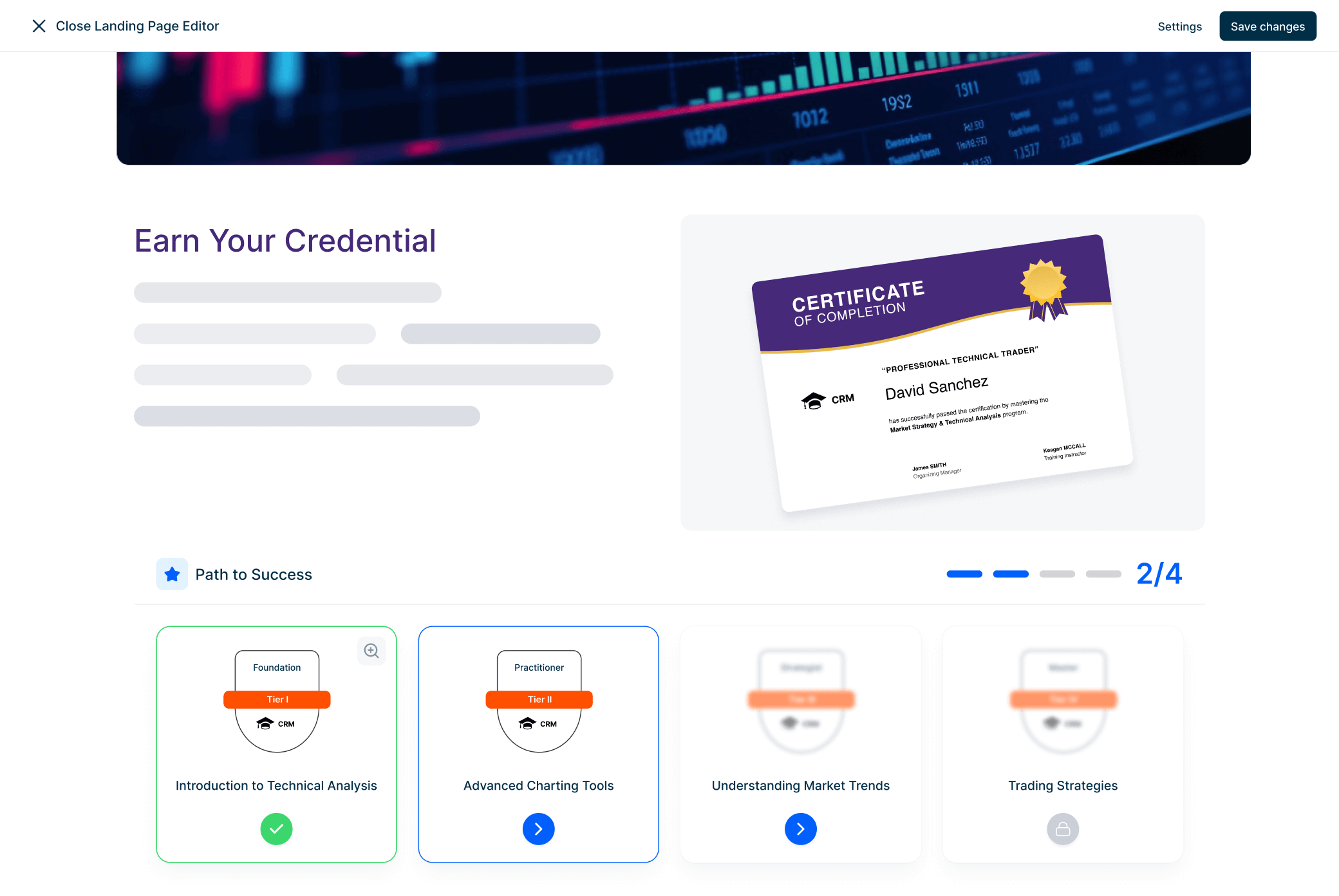 Branded academy and certification setup